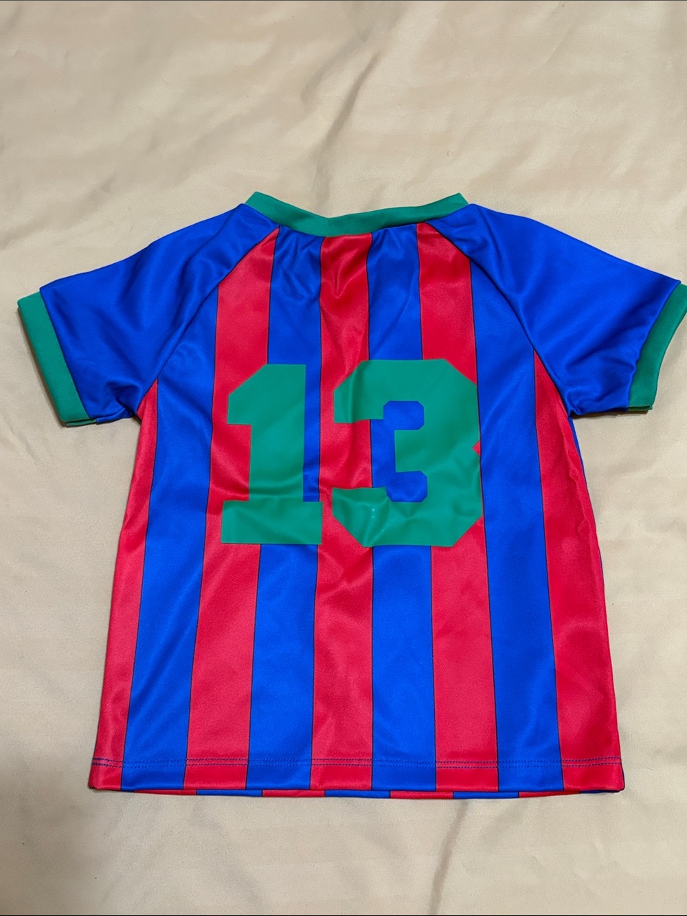 Spirit Kids Soccer Player Costume in Blue, Red & Green - Picture 4 of 10
